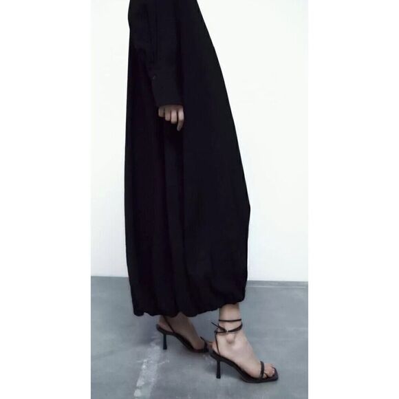 ZARA VOLUMINOUS LONG DRESS BLACK - REF. 5216/270 XS-S $119 - Picture 6 of 14